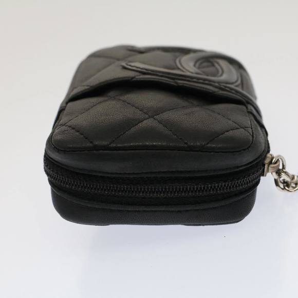 CHANEL Cambon Line COCO Mark Accessory Case Leather Black CC Auth bs7667 - Picture 6 of 16